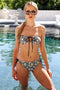 Bikini 4 Positions Réversible Cherie "Python Olive/Noir Solide"